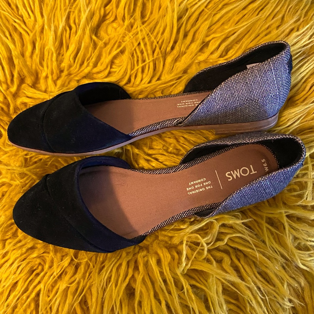 TOMS Suede Metallic Woven Jutti D'Orsay Flats